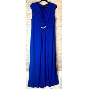 Jessica Howard Ruched Faux-Wrap Royal Blue Maxi Dress woman’s size 16W